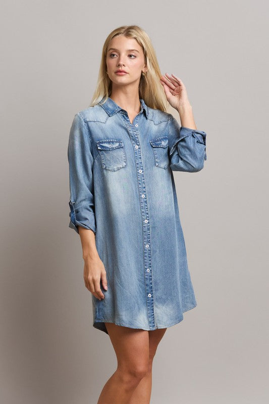 The Tina Denim Shirt Dress