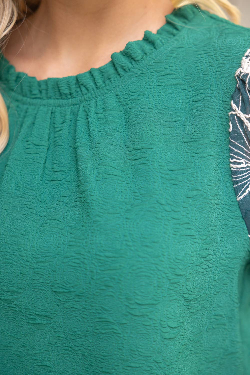 The Haley Floral Embroidered Lace Puff Sleeve Top