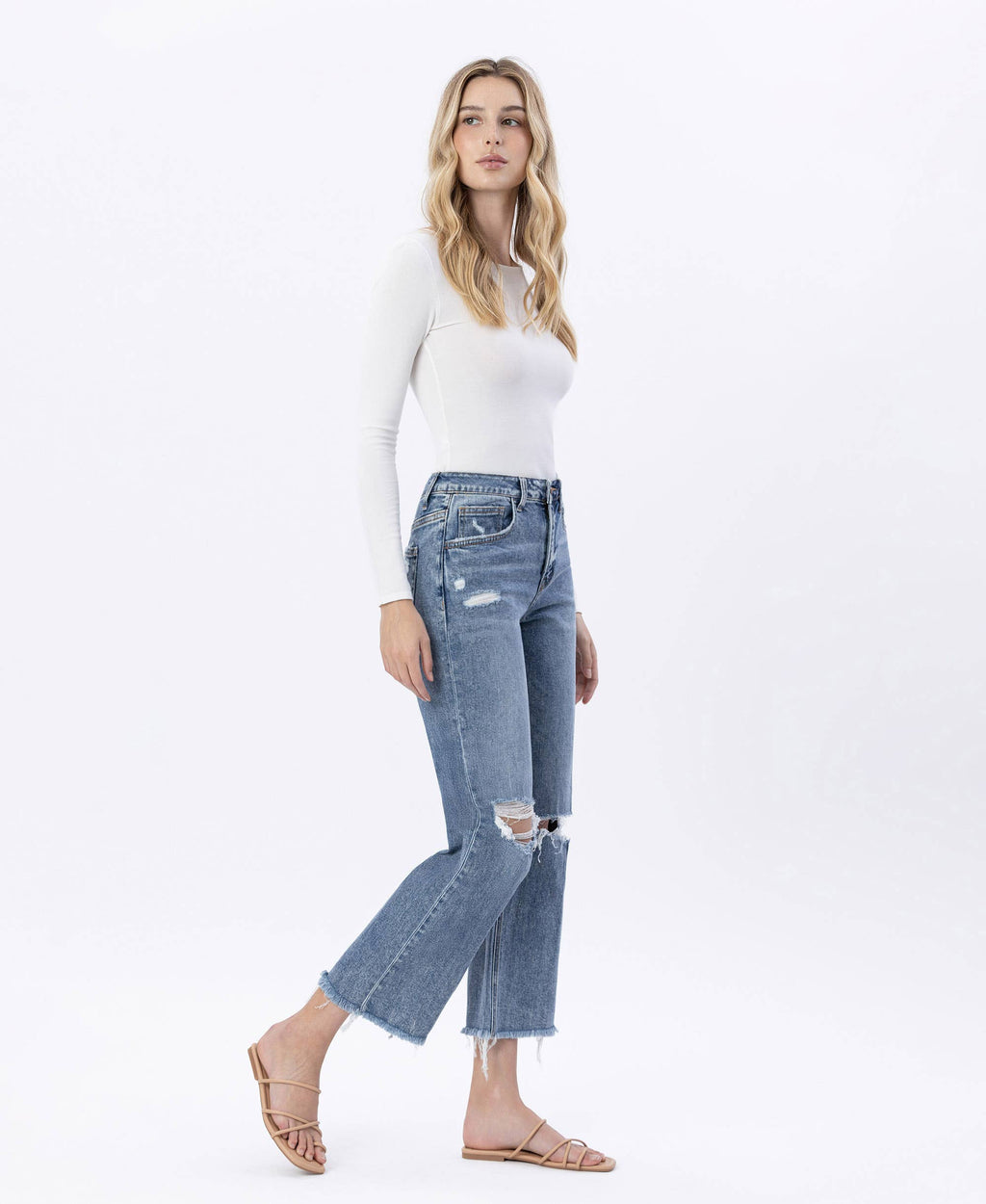 Punctual High Rise Distressed Dad Jeans