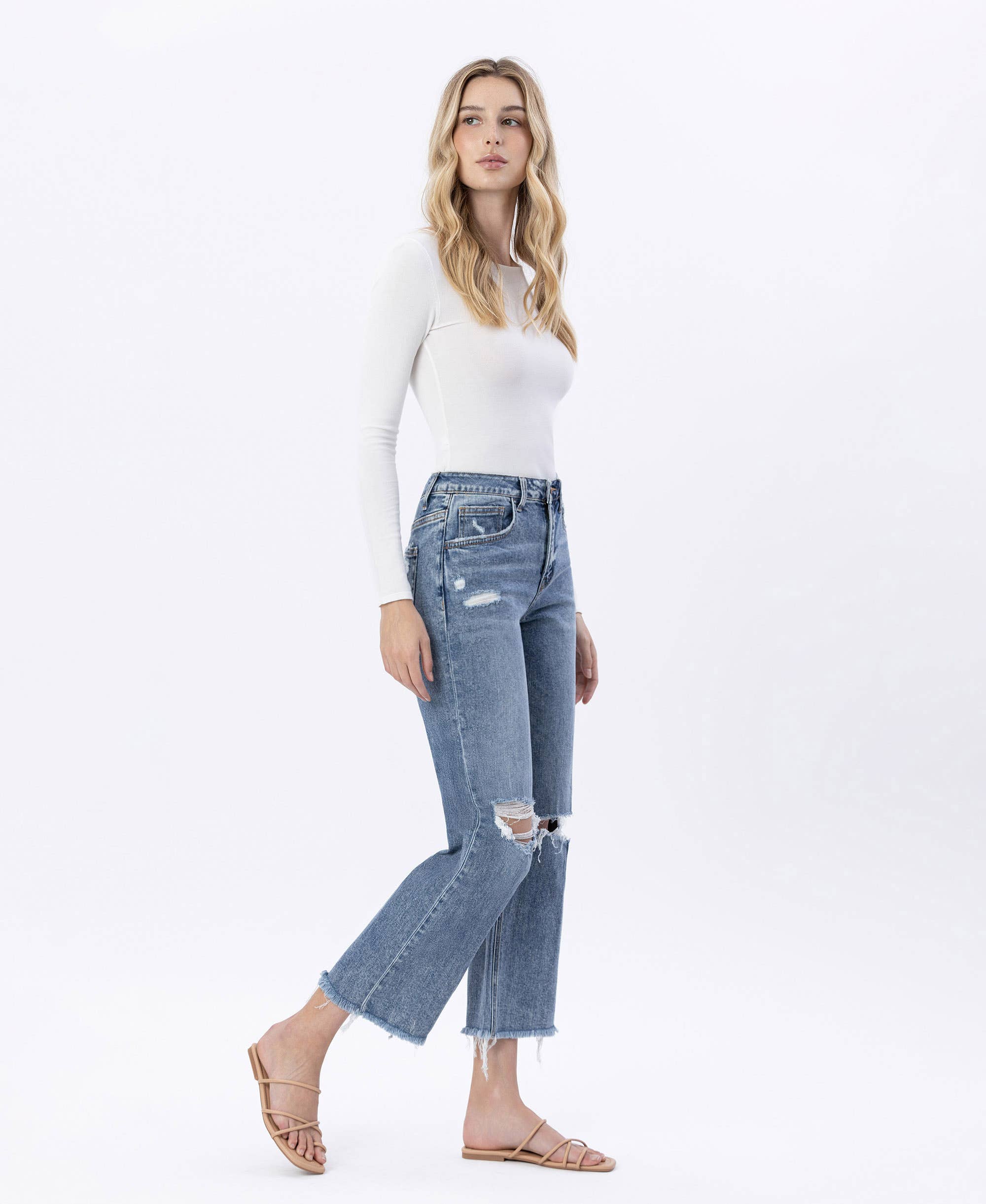 Punctual High Rise Distressed Dad Jeans