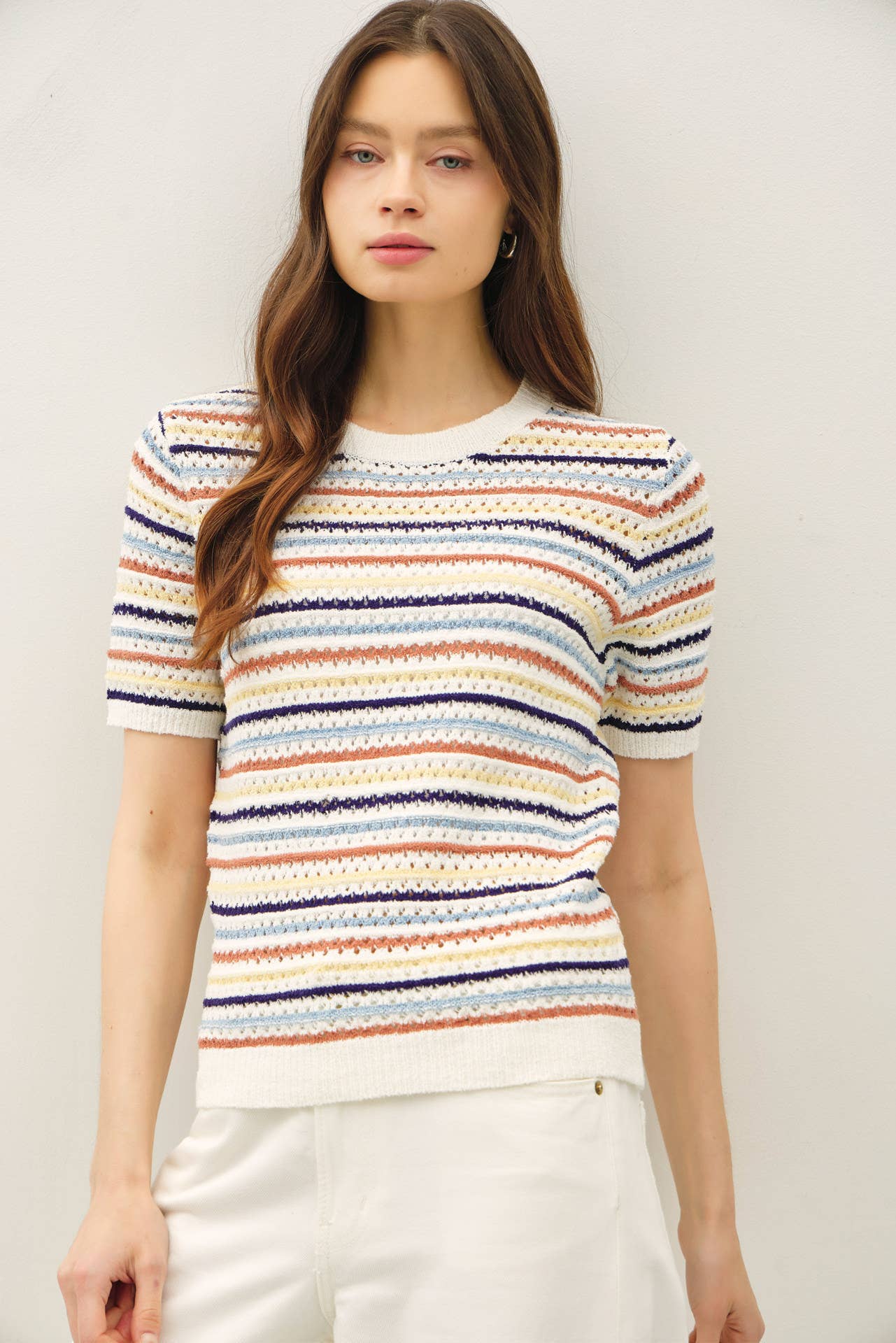 The Dakota Multi Color Stripe Textured Sweater