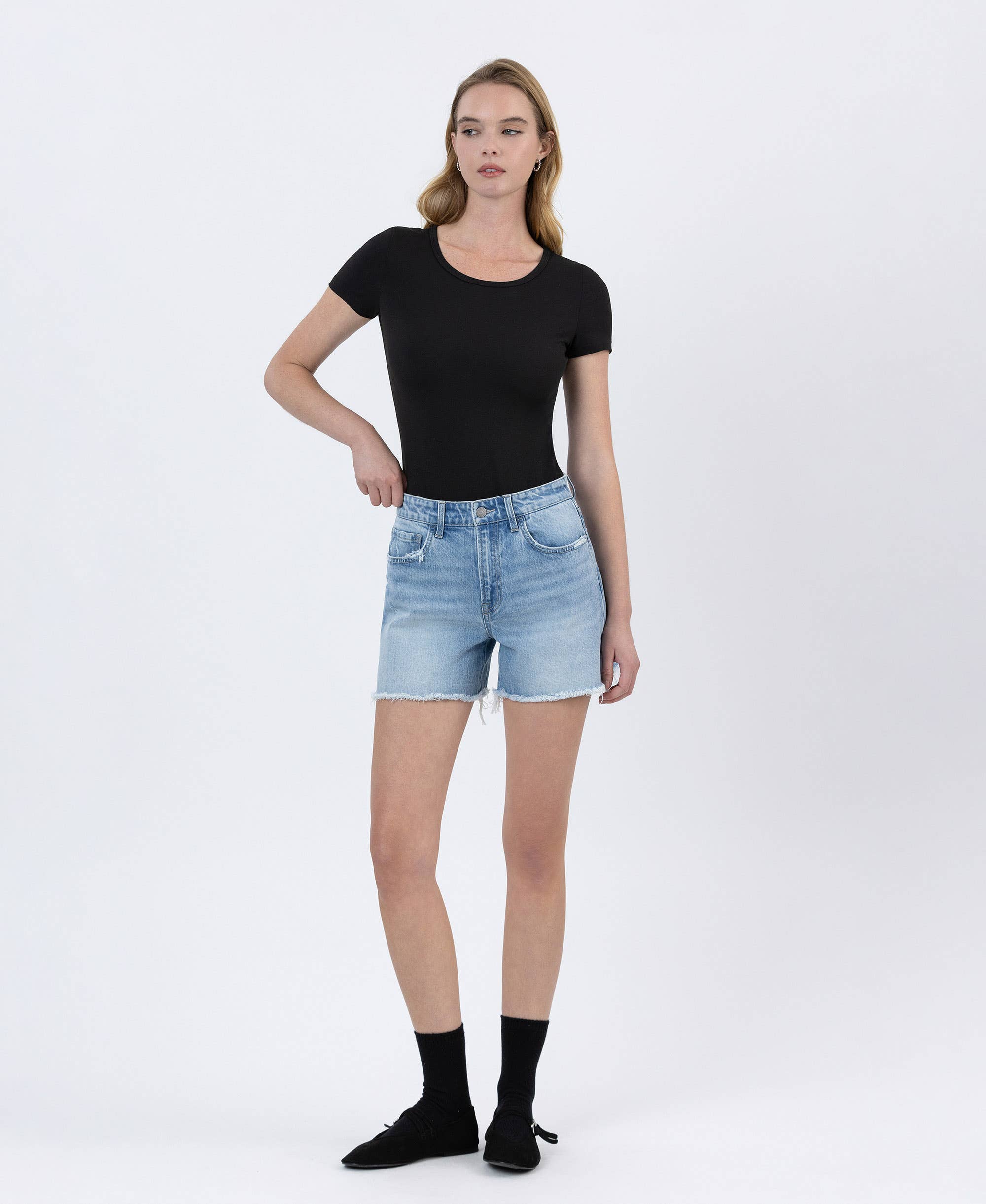 High Rise Boyfriend Denim Shorts