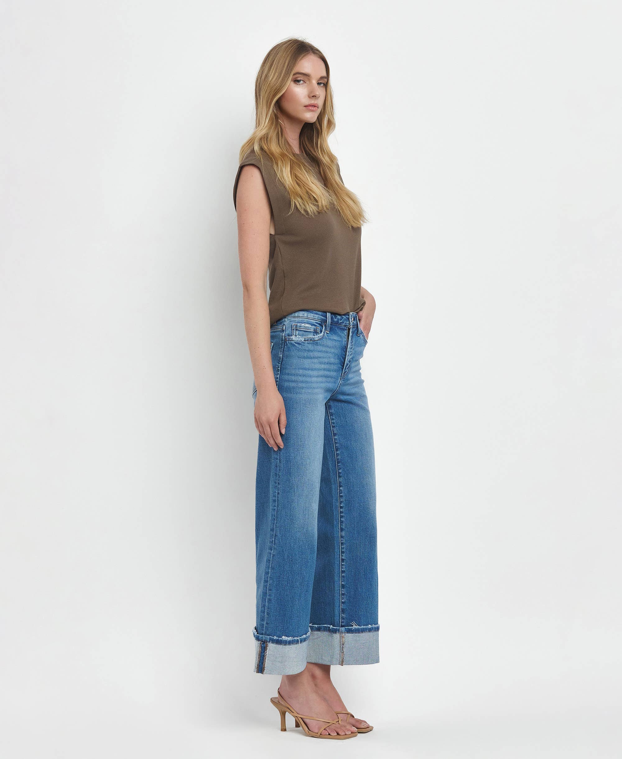 Moorland High Rise Medium Wash Cuffed Jeans