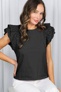 The Cora Eyelet Lace Ruffled Sleeve Top
