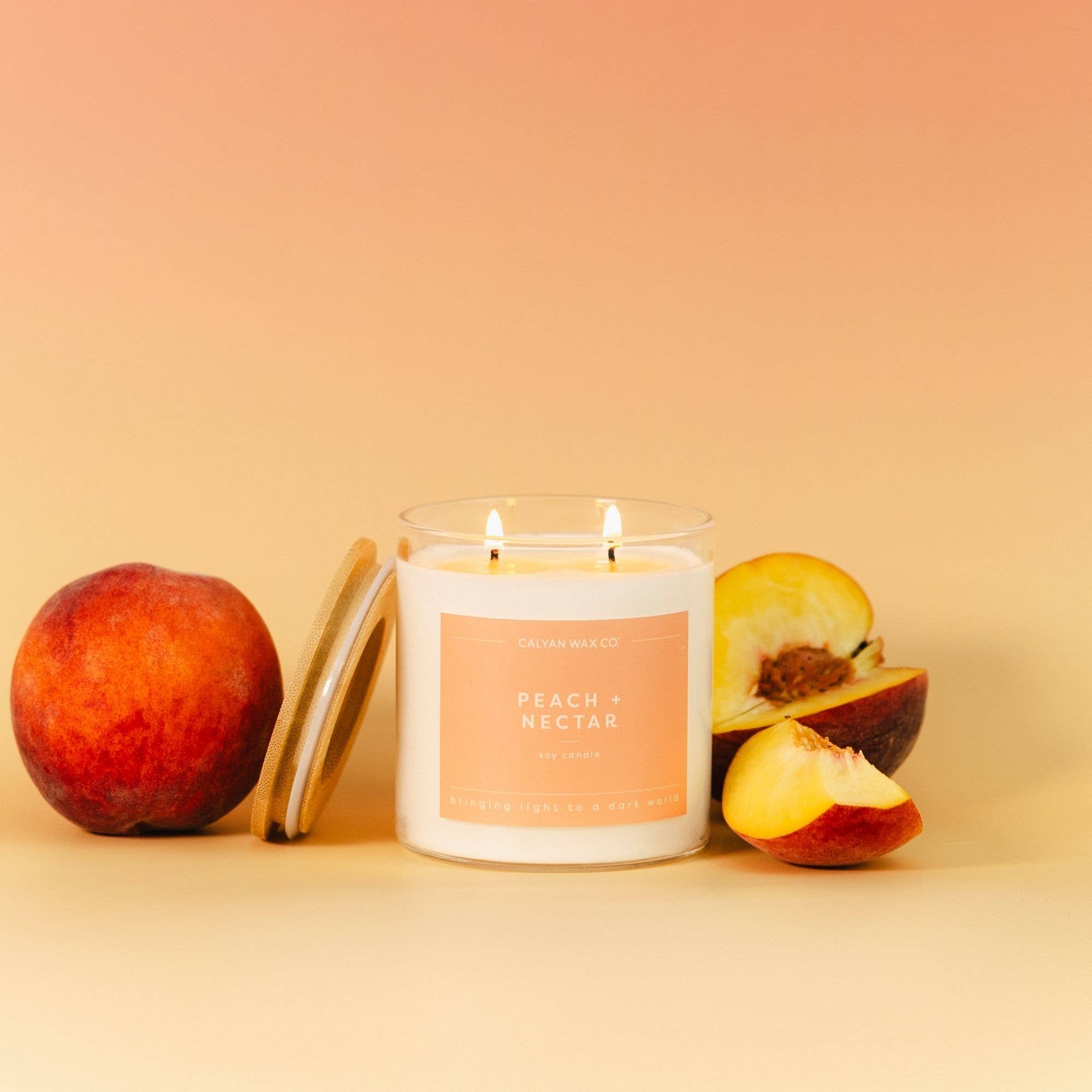Peach + Nectar - Clear Glass Tumbler Soy Candle