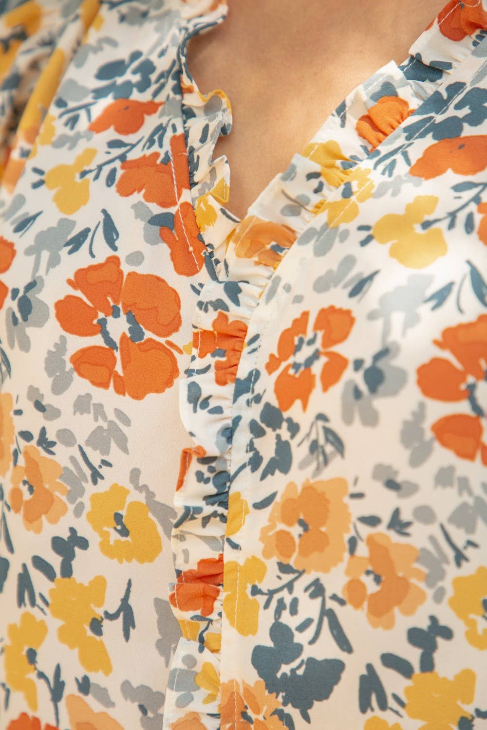 The Josephine Ruffle Neck Floral Top