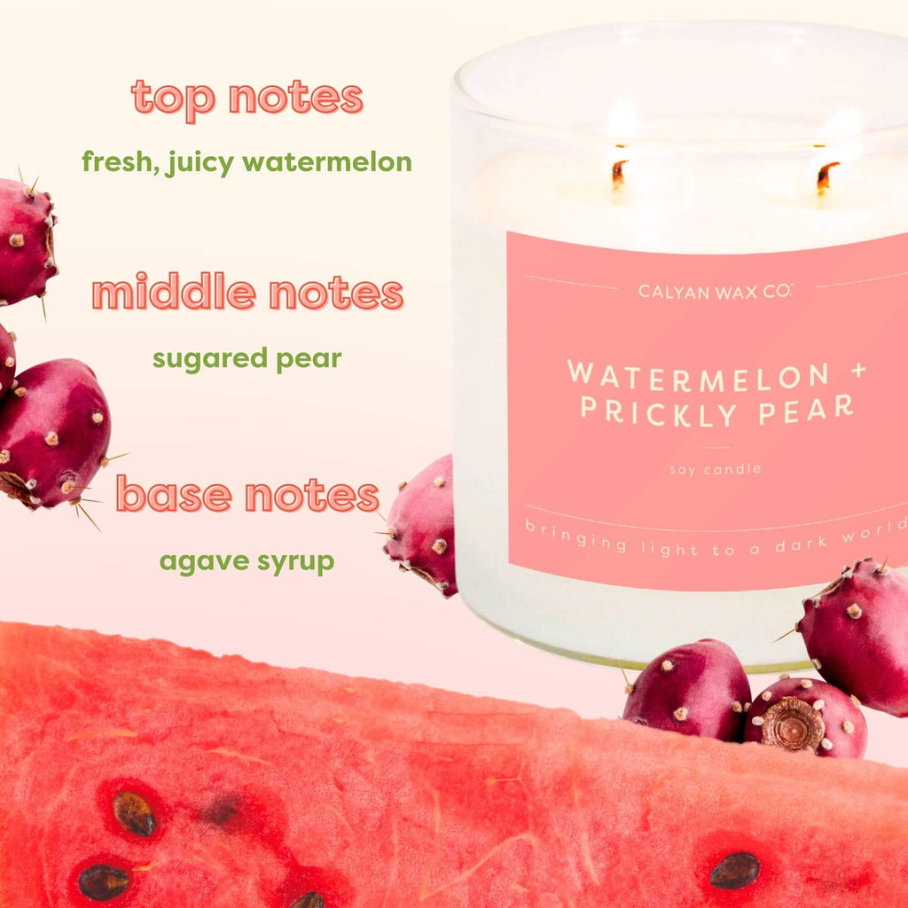 Watermelon + Prickly Pear - Clear Glass Tumbler Soy Candle