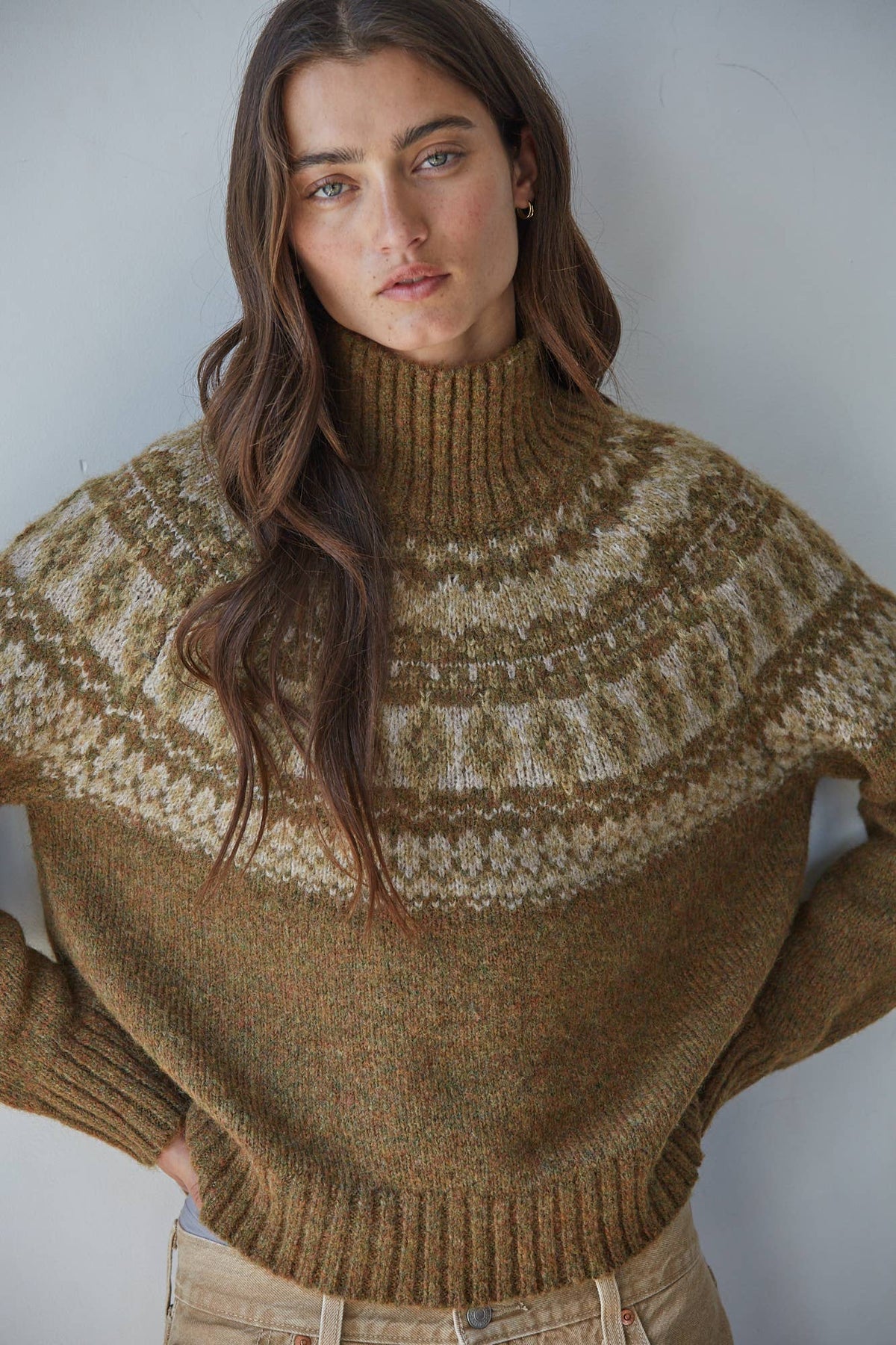 The Ingrid Fair Isle Mock Neck Sweater