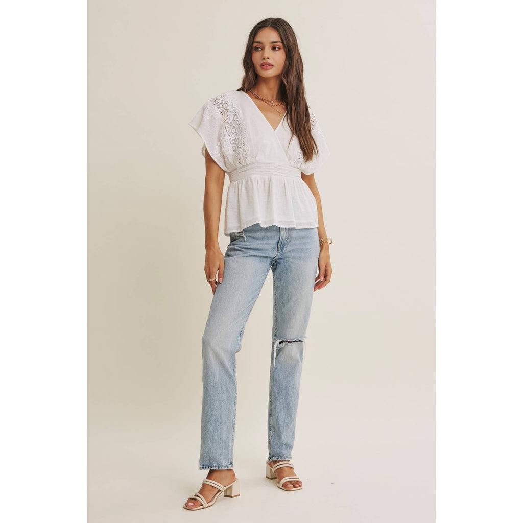 The June Swiss Dot Lace Peplum Blouse