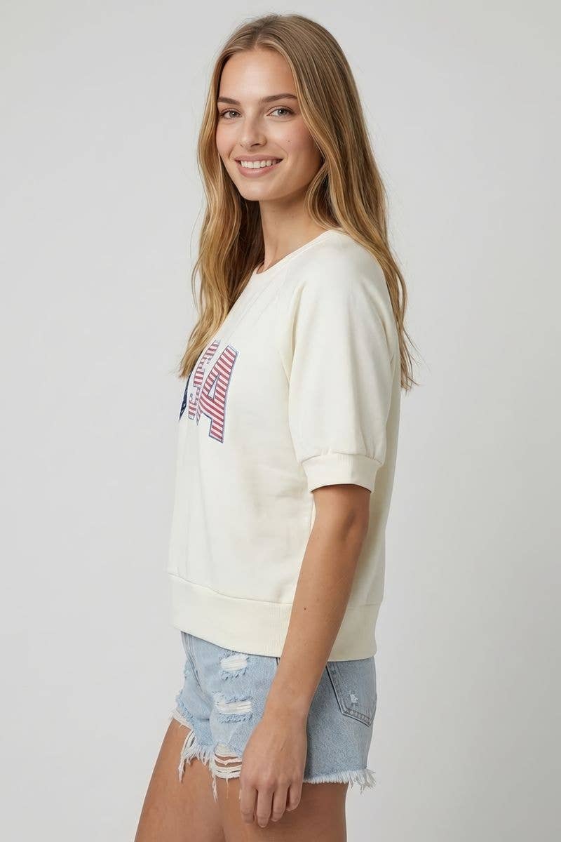 The Patti USA Embroidered SS Sweatshirt