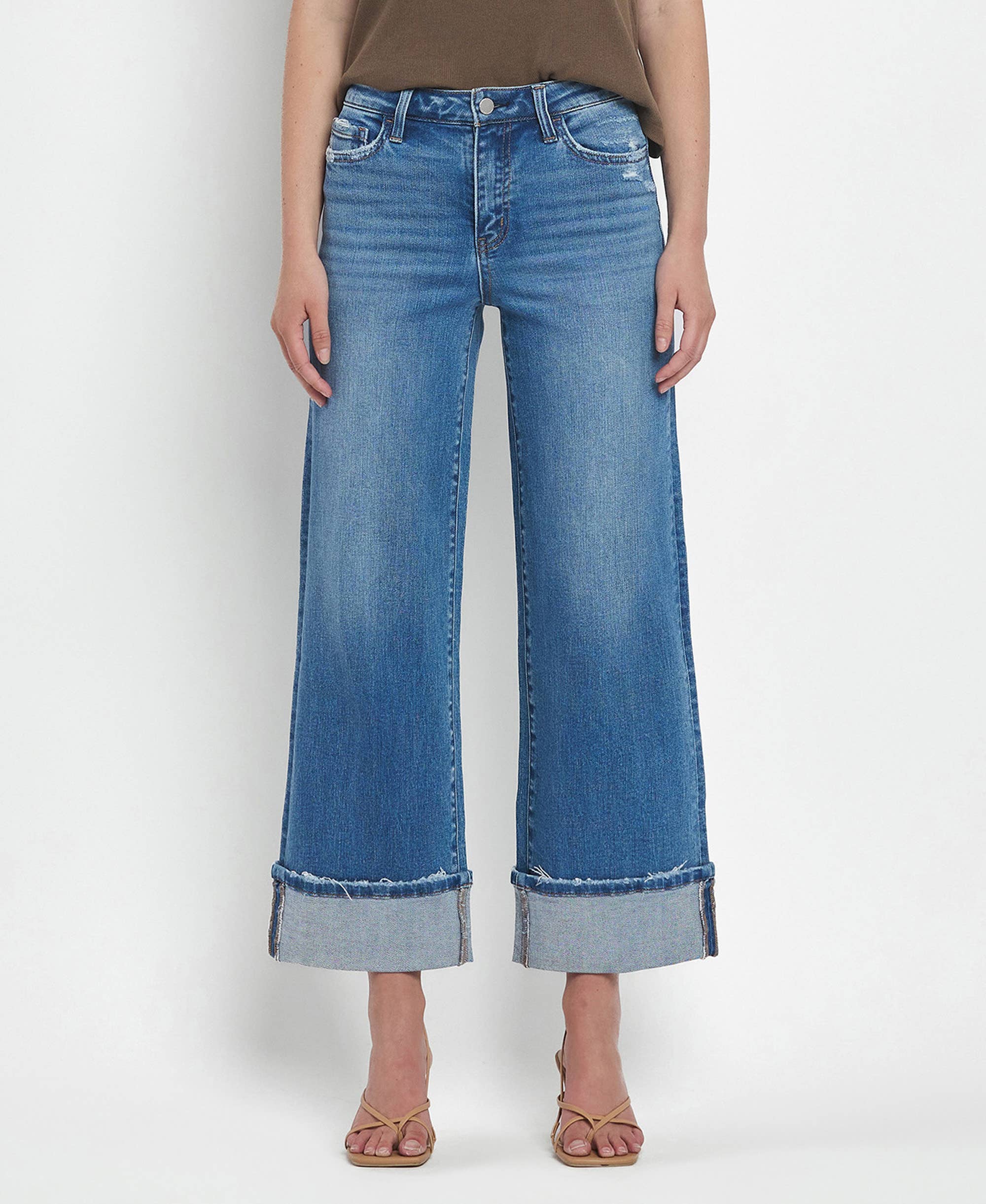 Moorland High Rise Medium Wash Cuffed Jeans