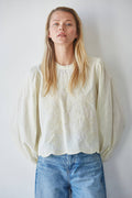 The Jordyn Mock Ruffle Neck Embroidered Top
