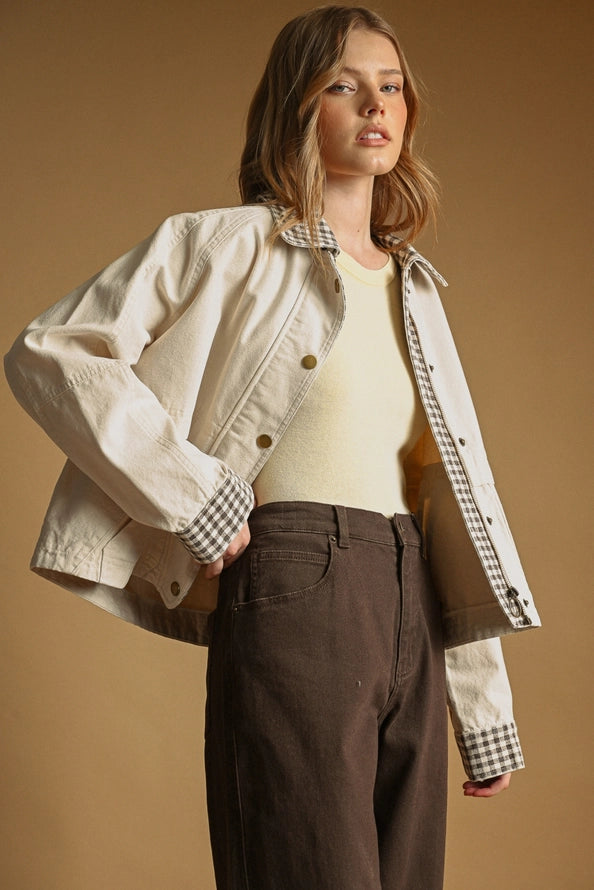The Denise Gingham Collared Twill Jacket