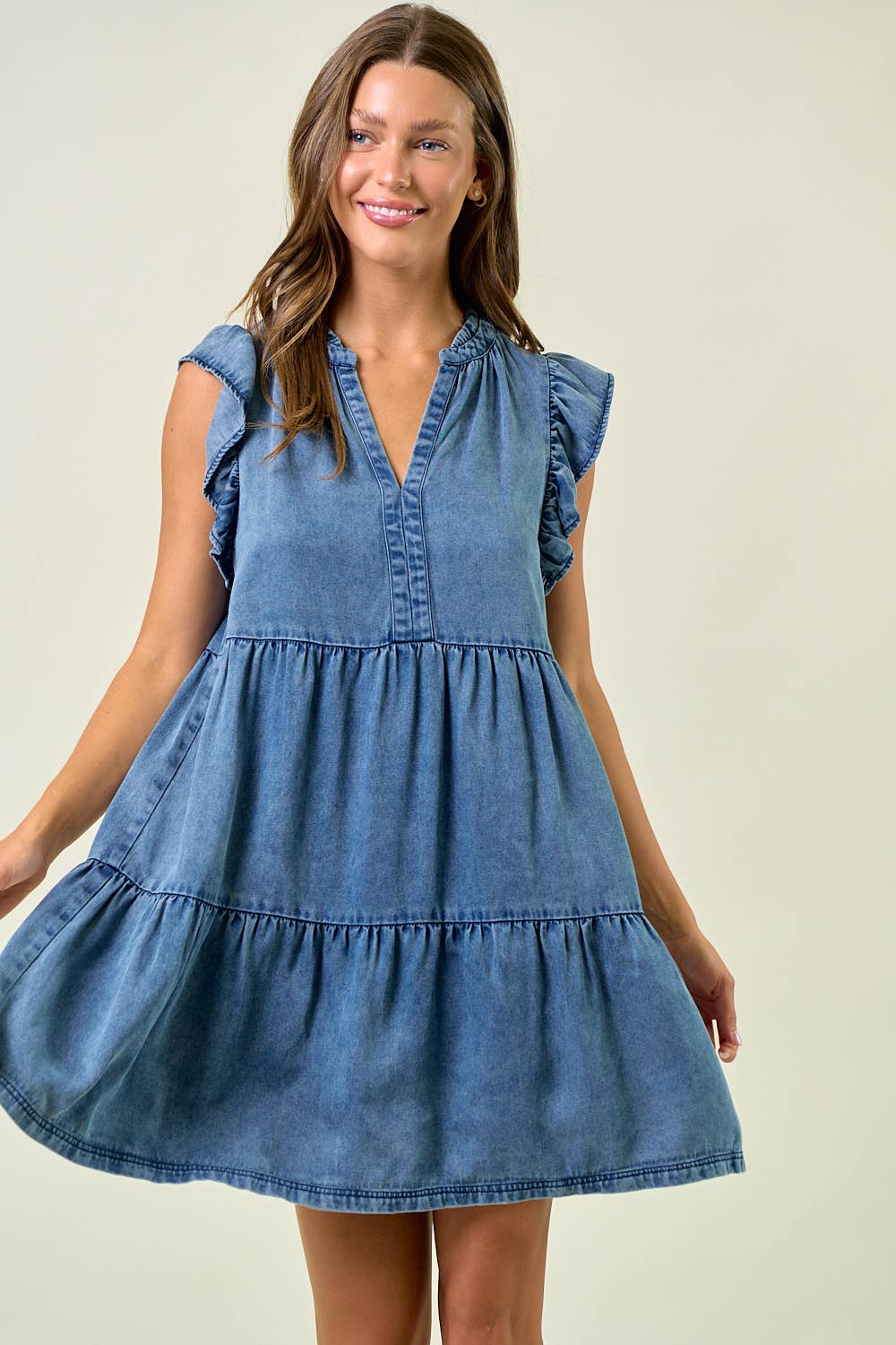 The Brooklyn Tencel Ruffle Mini Dress