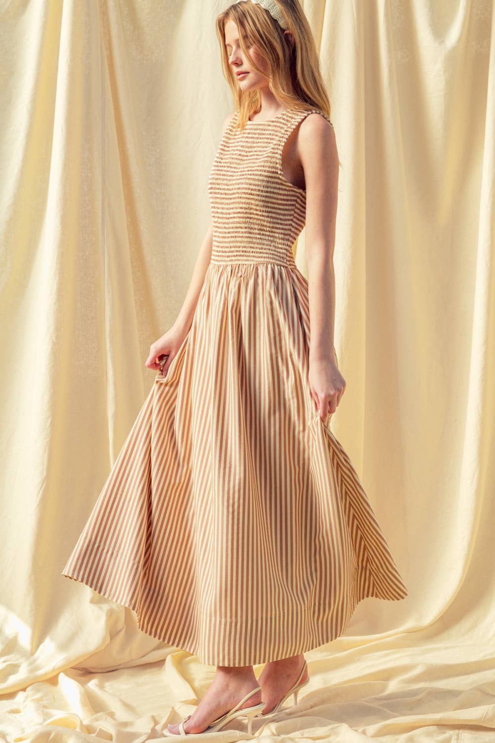 The Cate Striped Smocked Dress