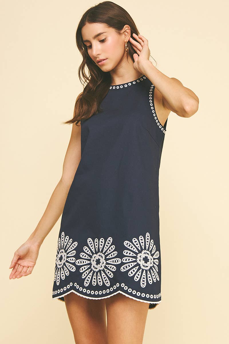 The Elena Floral Embroidered Mini Dress
