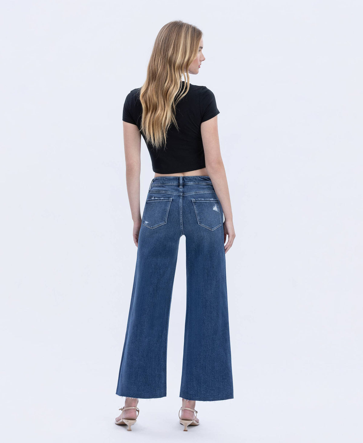 Interlude High Rise Raw Hem Wide Leg