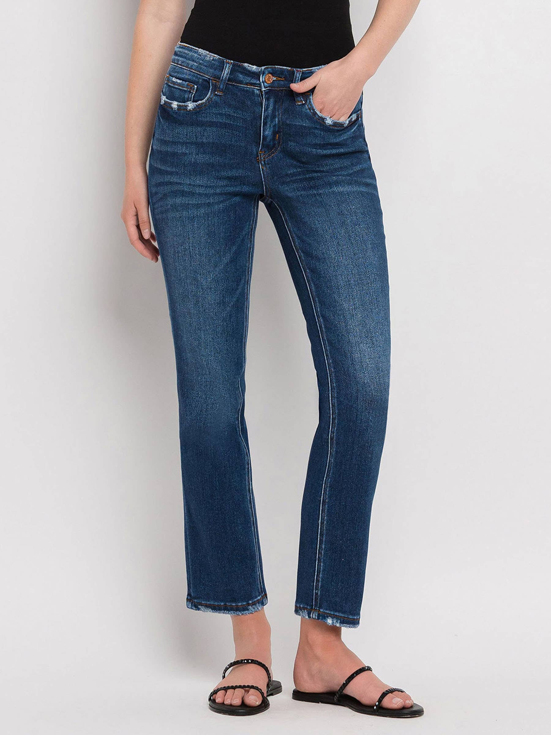 Wax Plant Mid Rise Ankle Straight Jeans