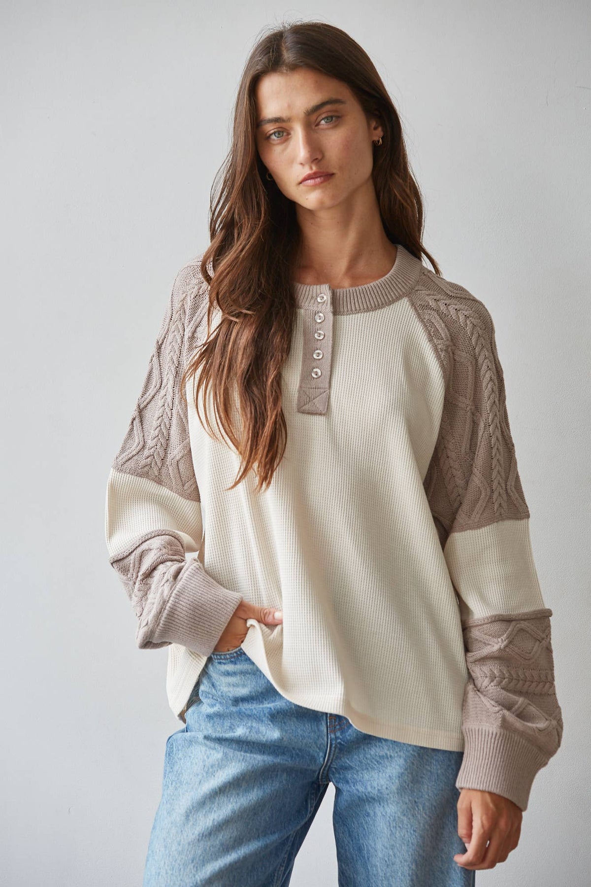 The Willow Waffle Half Button Up Pullover