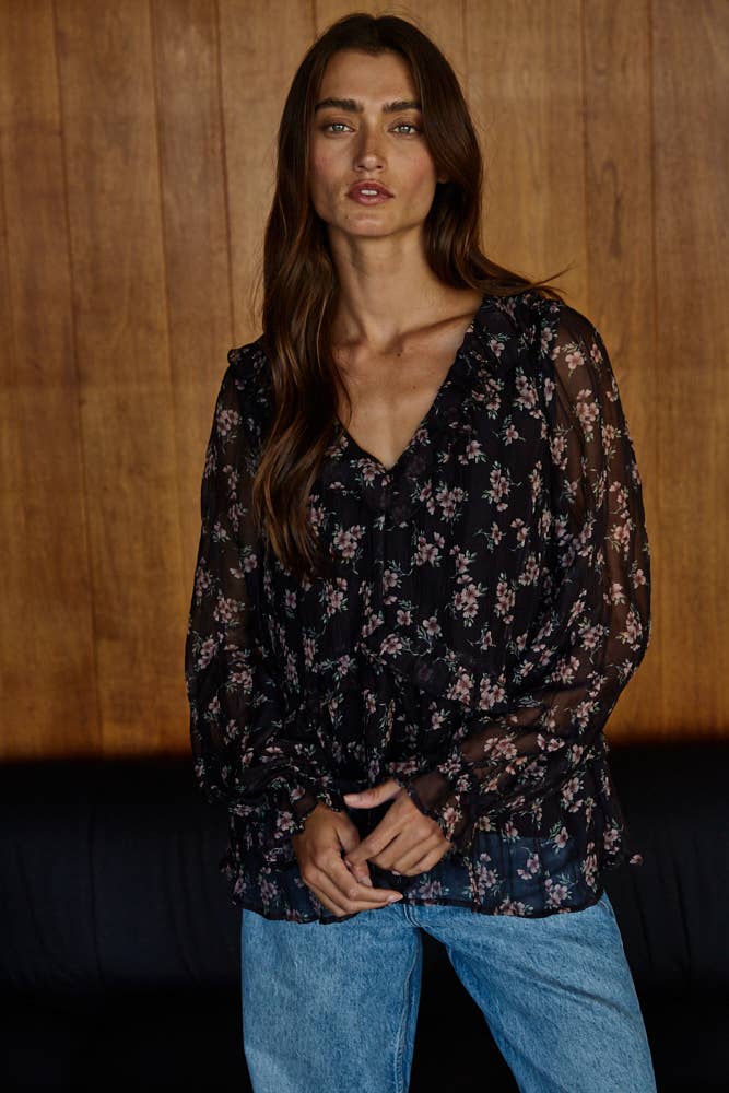 The Tessa Floral Print Ruffle Top