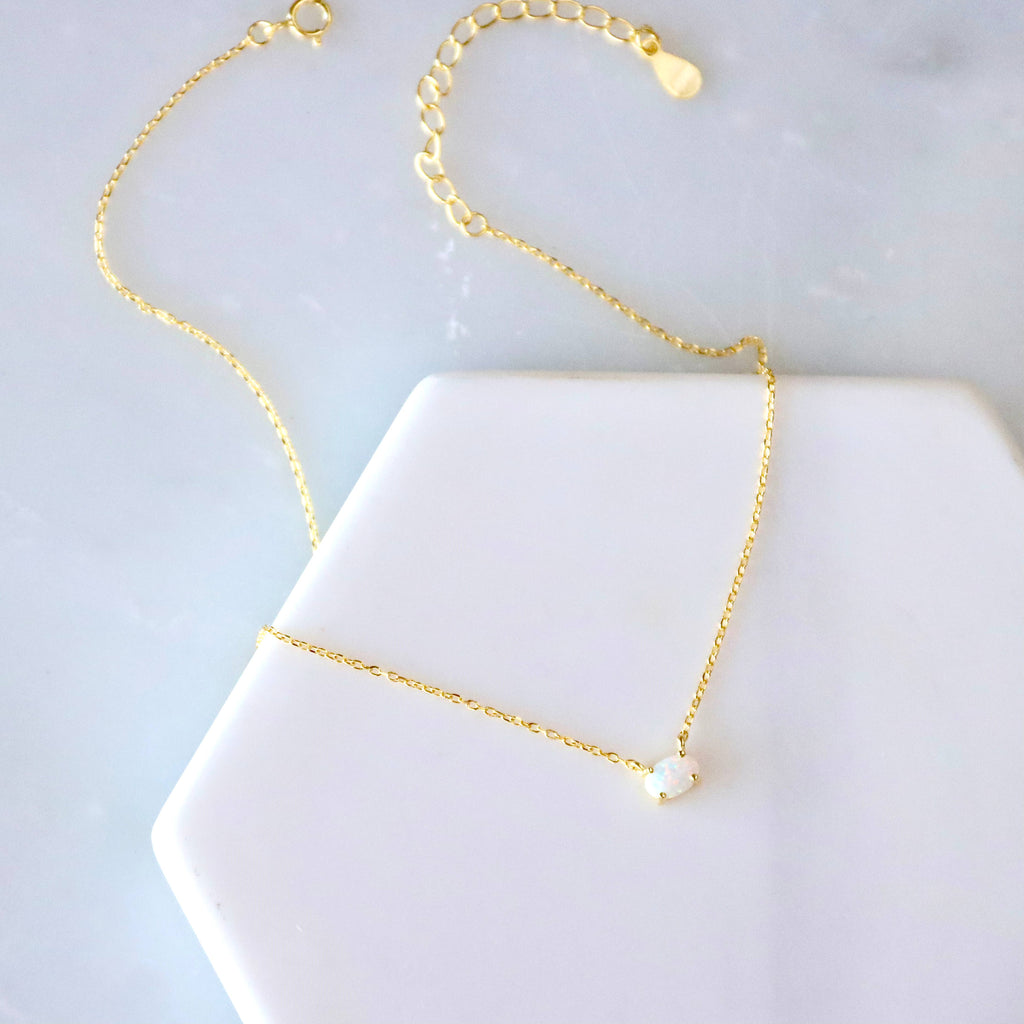 Mini Oval Opal Necklace