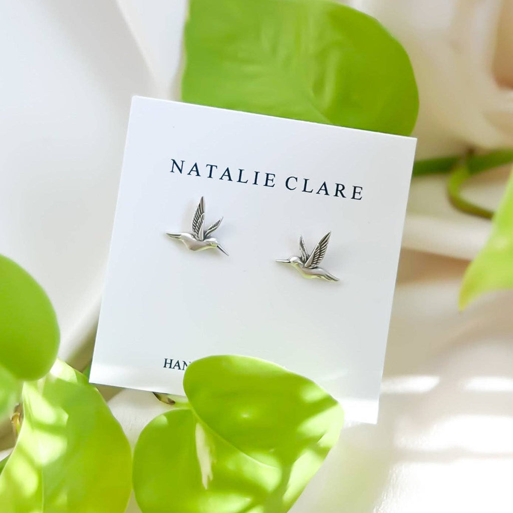 Silver Hummingbird Studs
