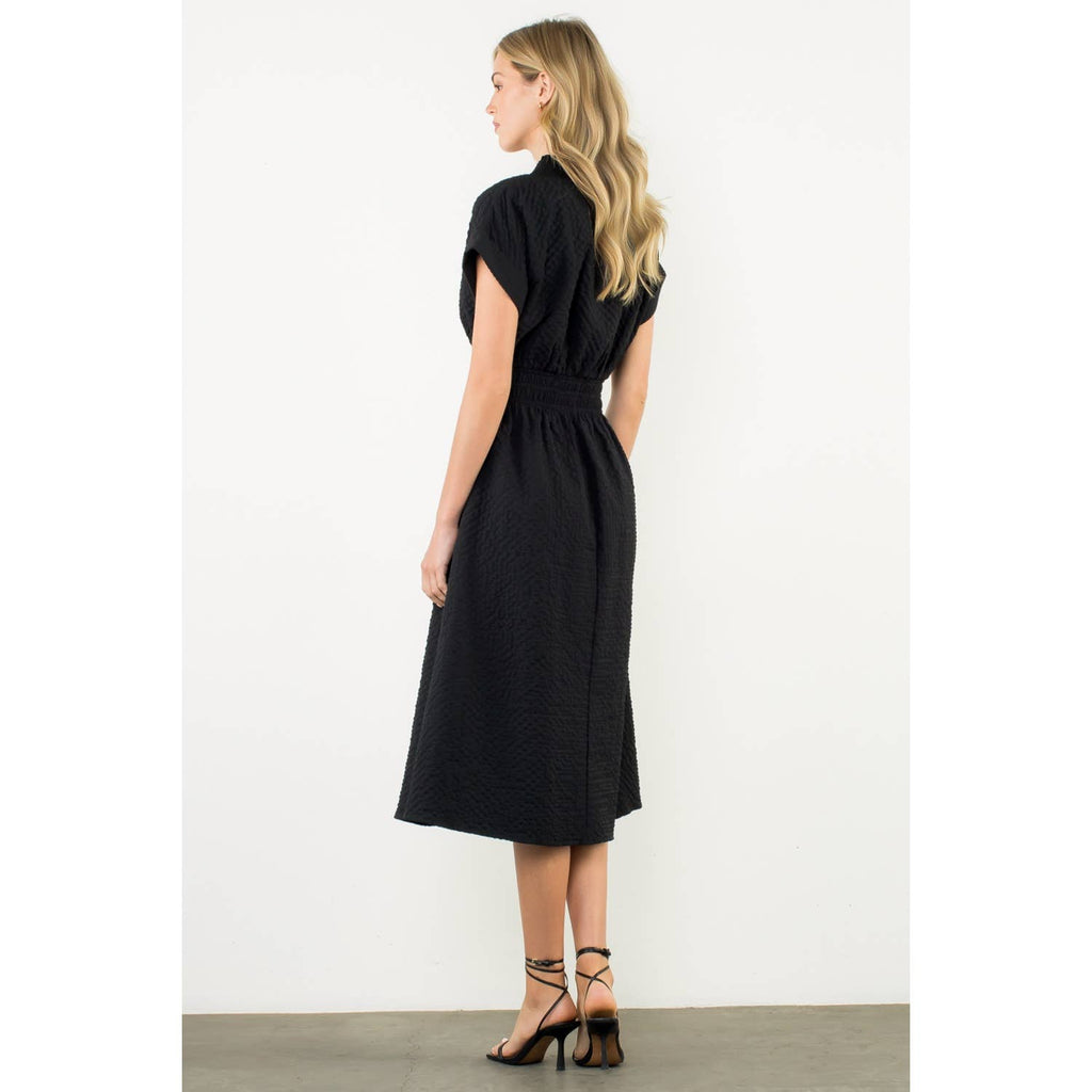 The Ruth Textured Split Neck Dress