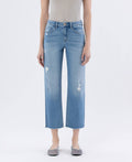 Softy High Rise Raw Hem Crop Straight Jeans