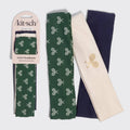 Recycled Fabric Active Headbands 3pc Set- Cream, Court Green & Navy Blue