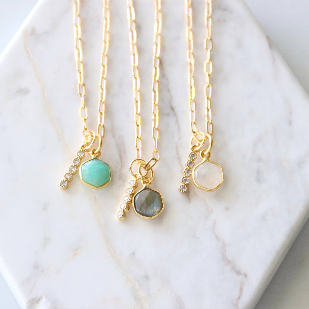 Oasis Stone Duo Drop Necklace