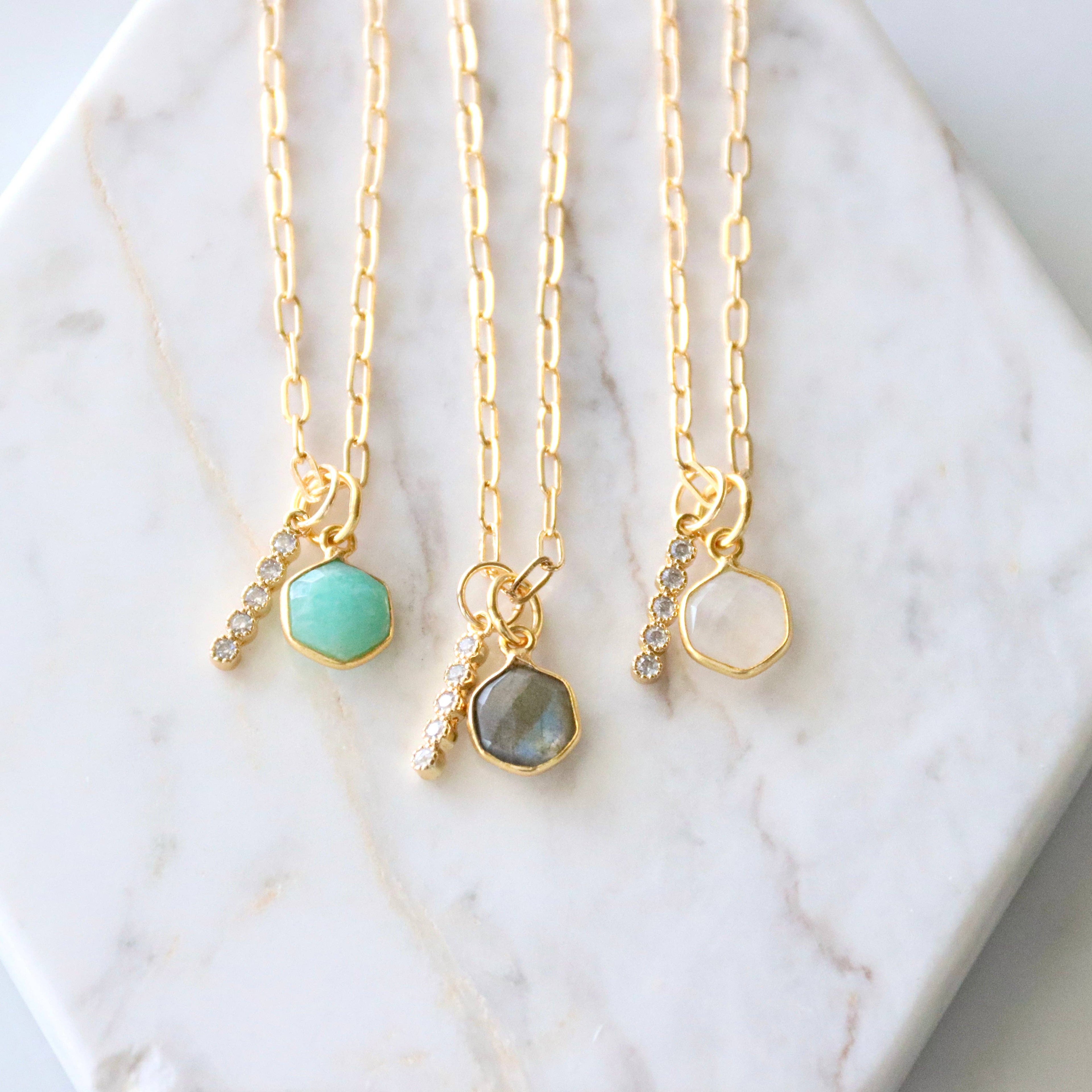 Oasis Stone Duo Drop Necklace