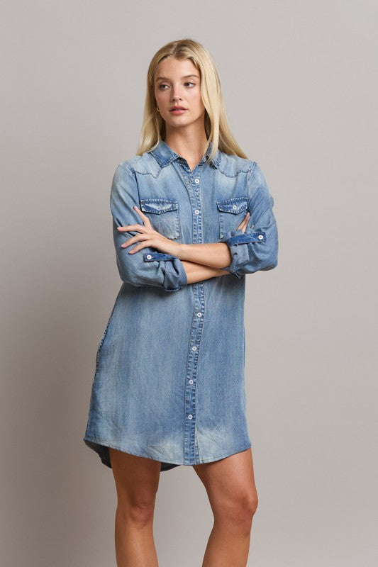The Tina Denim Shirt Dress