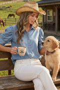 The Juliana Collared Chambray Denim Shirt