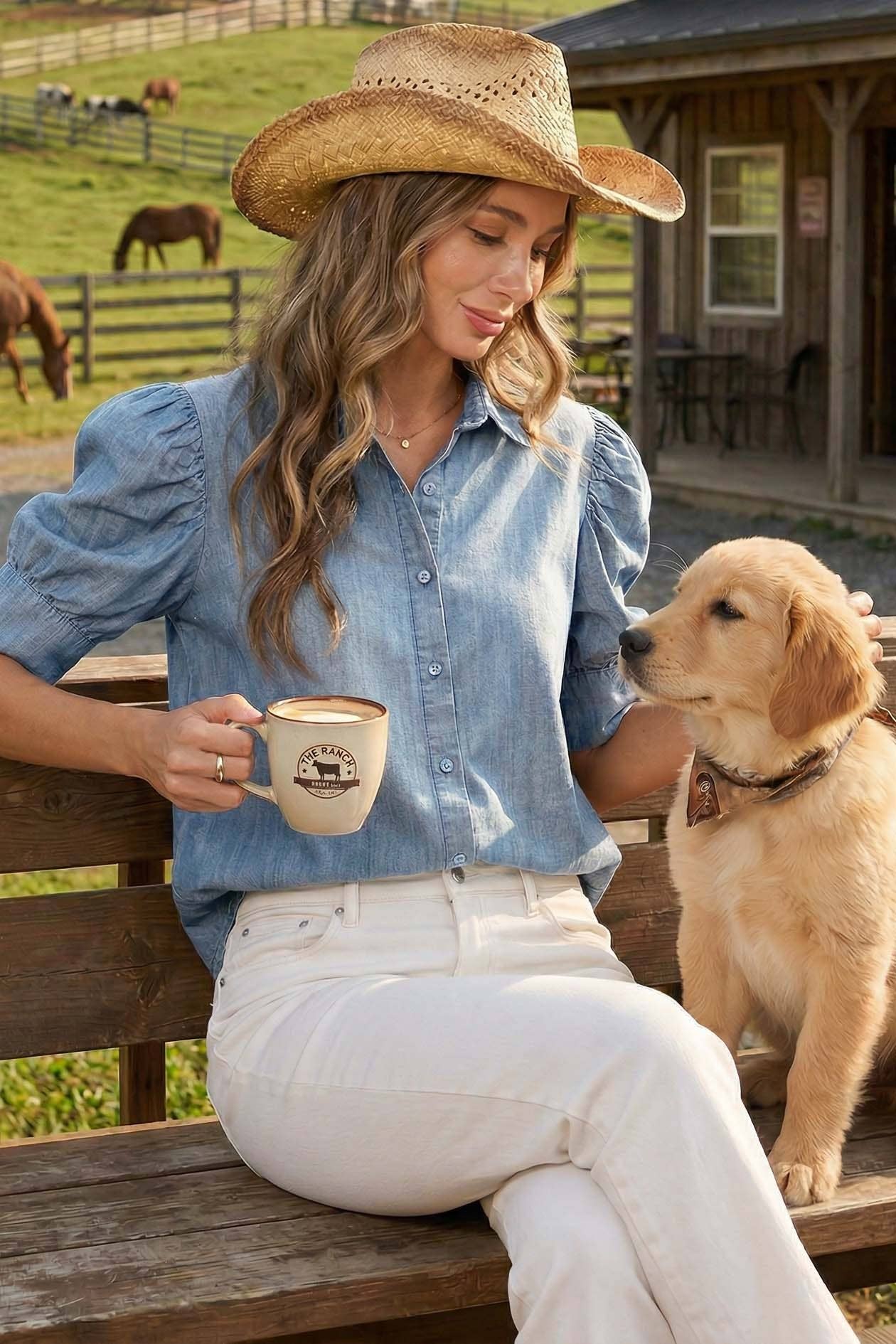 The Juliana Collared Chambray Denim Shirt