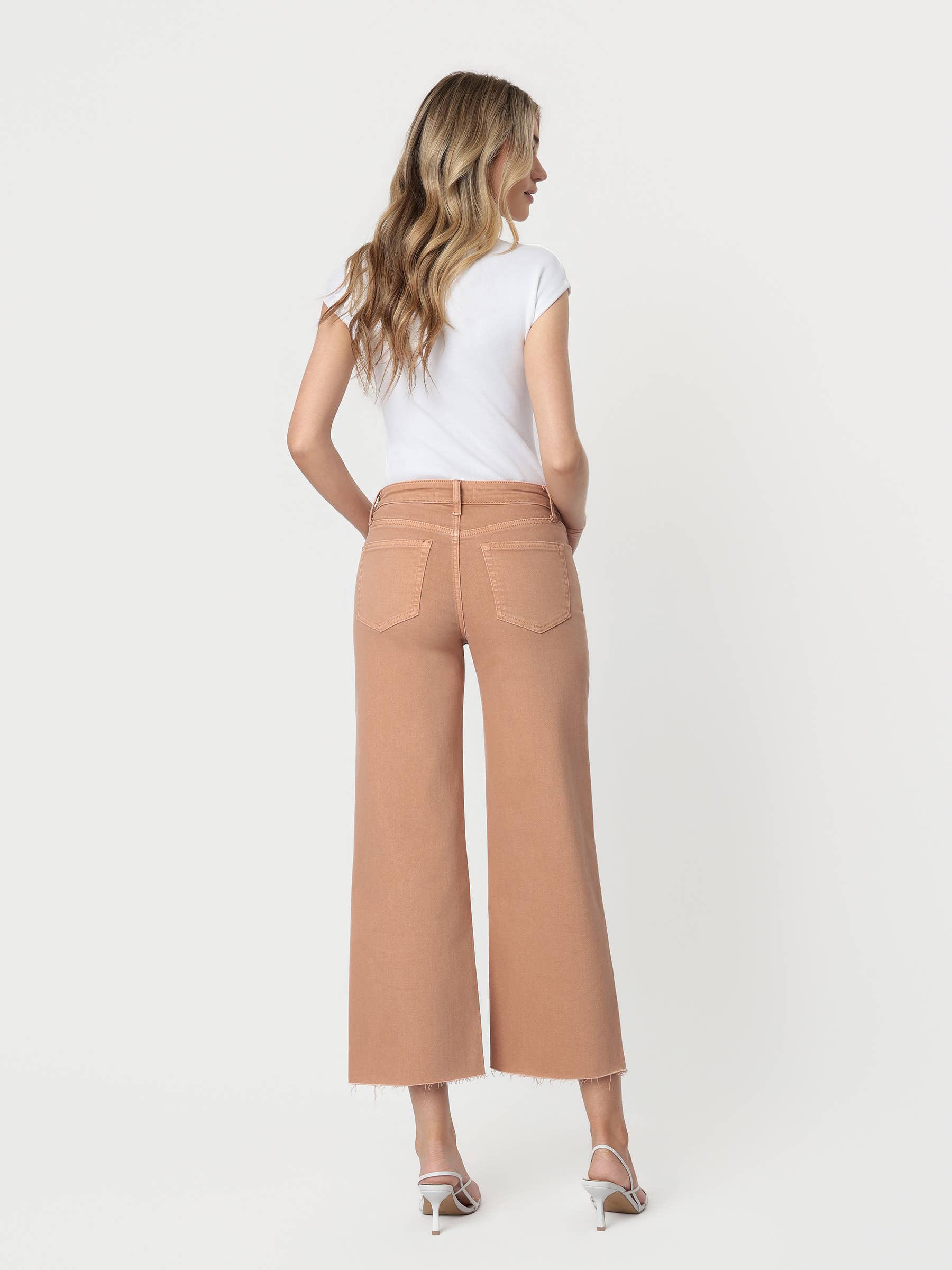 High Rise Mocha Crop Wide  Leg Jeans