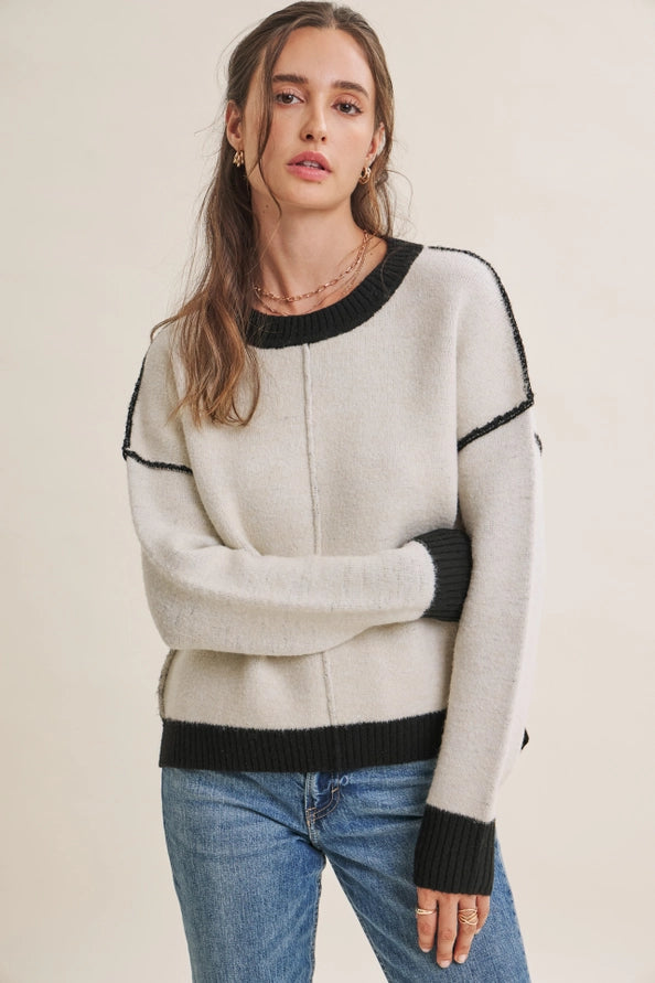The Melinda Contrast Exposed Seam Sweater