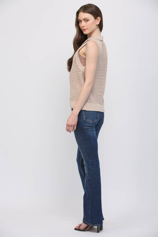 The Gia Half-Zip Sleeveless Sweater