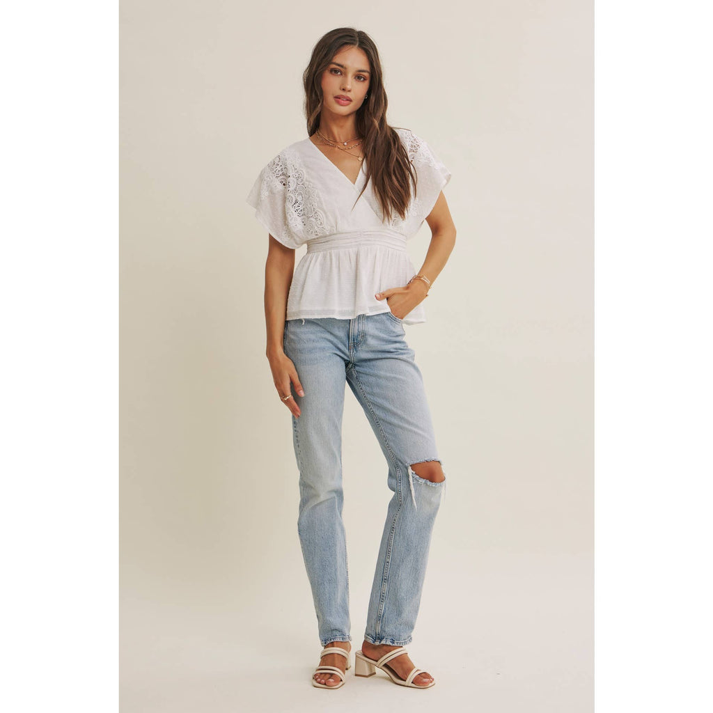 The June Swiss Dot Lace Peplum Blouse