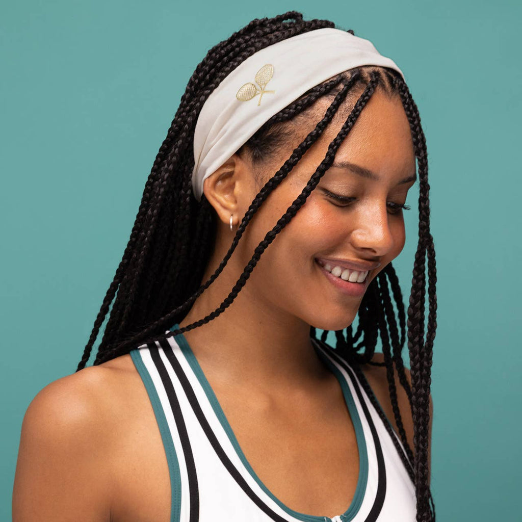 Recycled Fabric Active Headbands 3pc Set- Cream, Court Green & Navy Blue