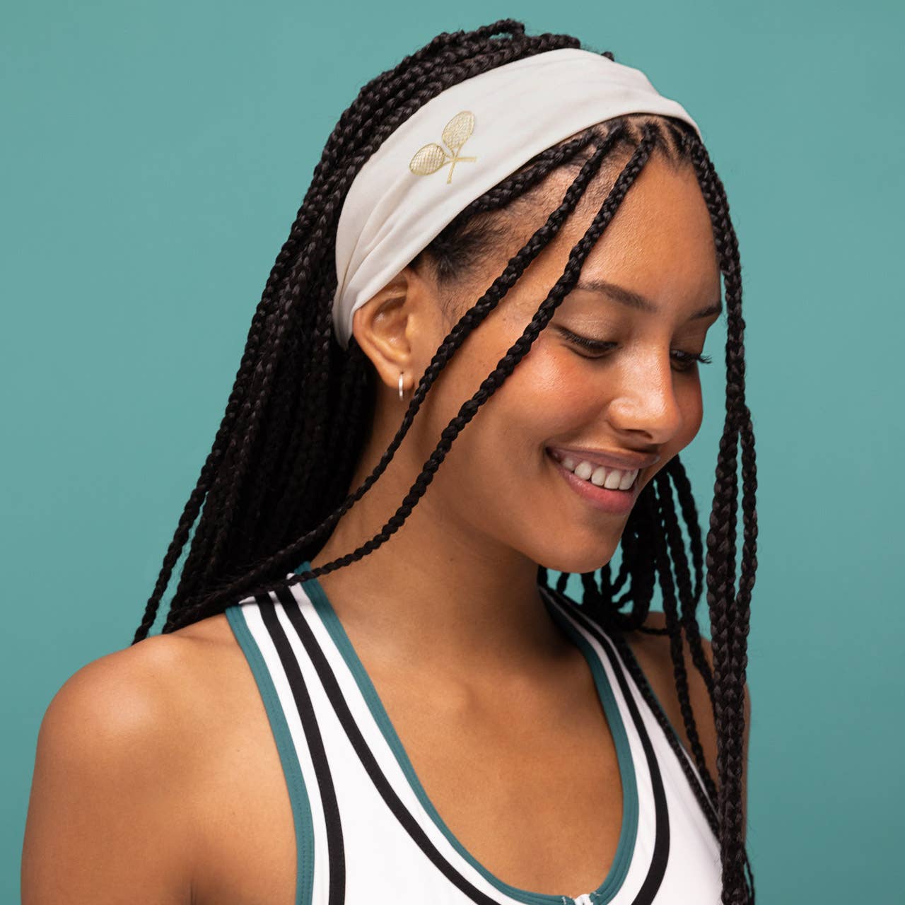 Recycled Fabric Active Headbands 3pc Set- Cream, Court Green & Navy Blue