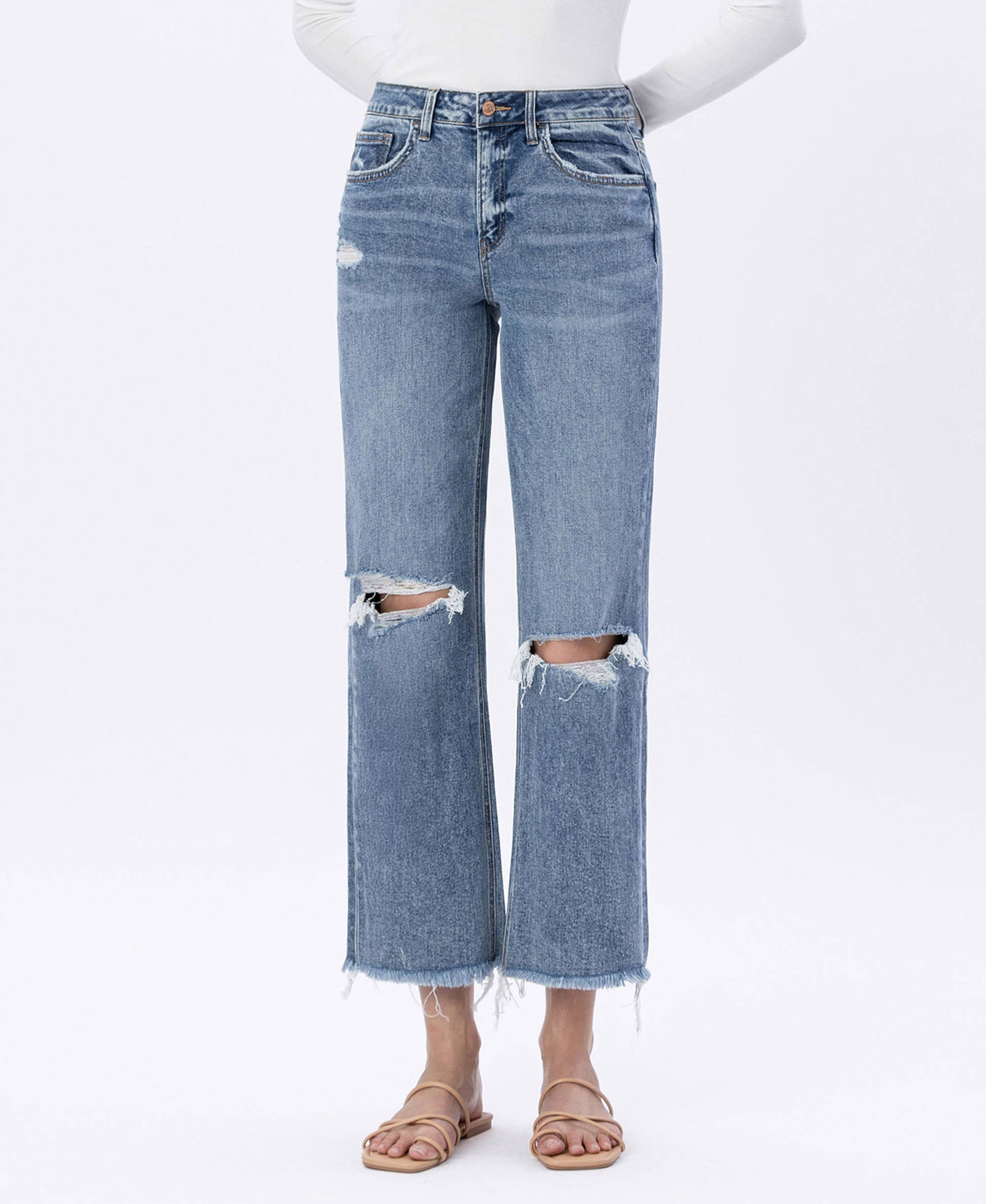 Punctual High Rise Distressed Dad Jeans