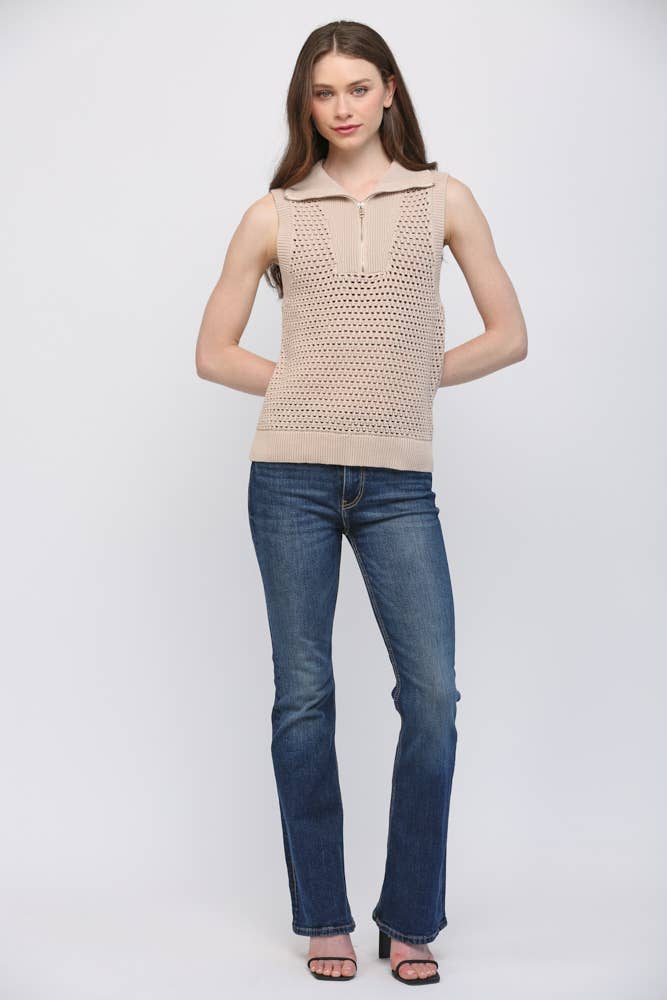 The Gia Half-Zip Sleeveless Sweater