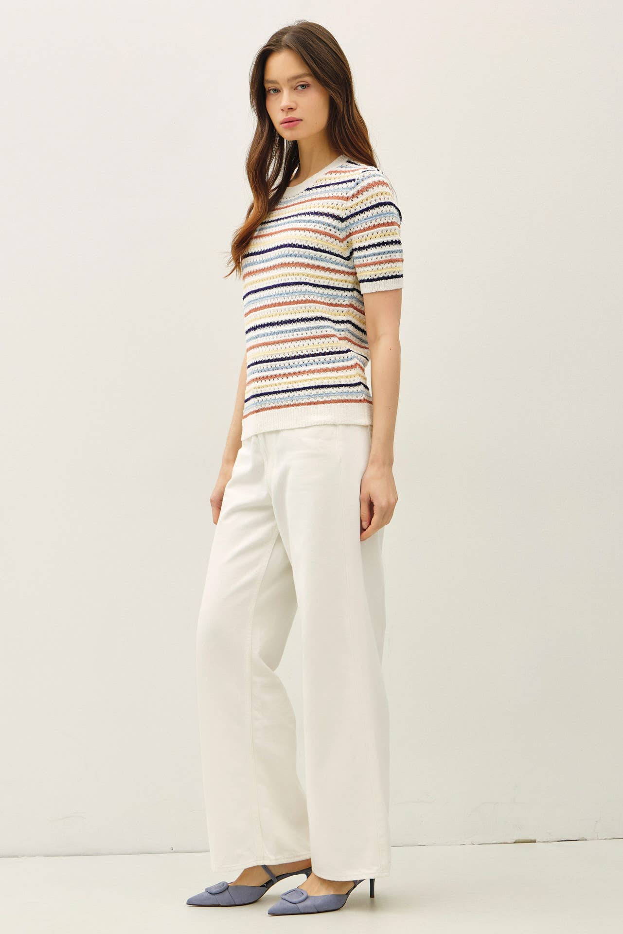The Dakota Multi Color Stripe Textured Sweater