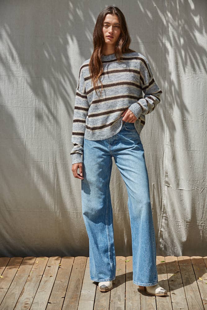 The Opal Multi Striped Crew Neck Sweater