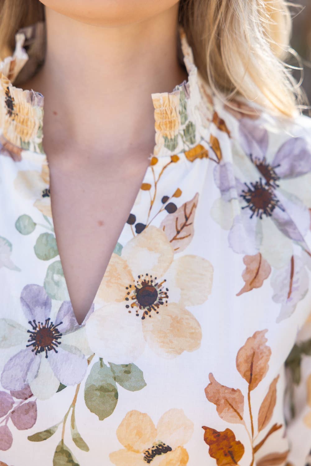 The Claire SS Smocked Neck Top