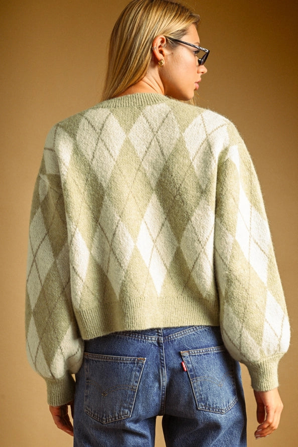 The Dusty Argyle Pattern Cardigan
