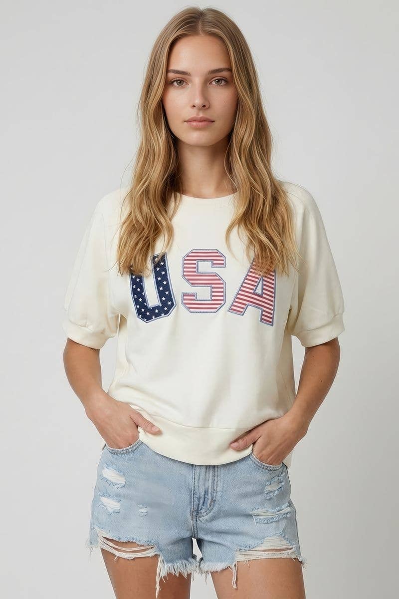 The Patti USA Embroidered SS Sweatshirt