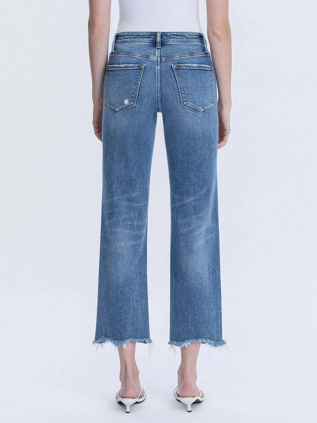Well Made High Rise Frayed Hem Crop Jeans