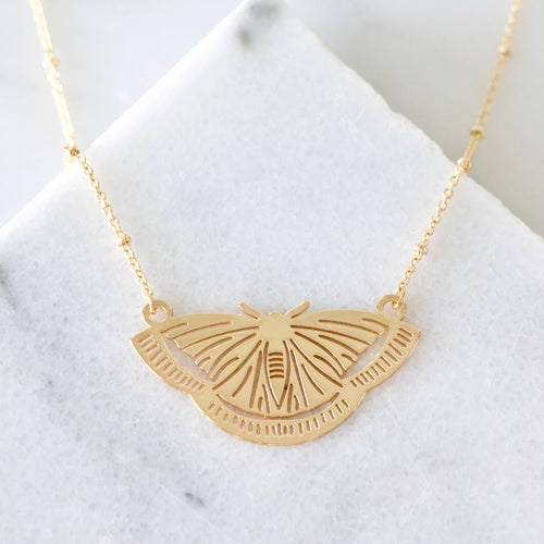 Collar Necklace - Moon Phase, Moth, Leaf