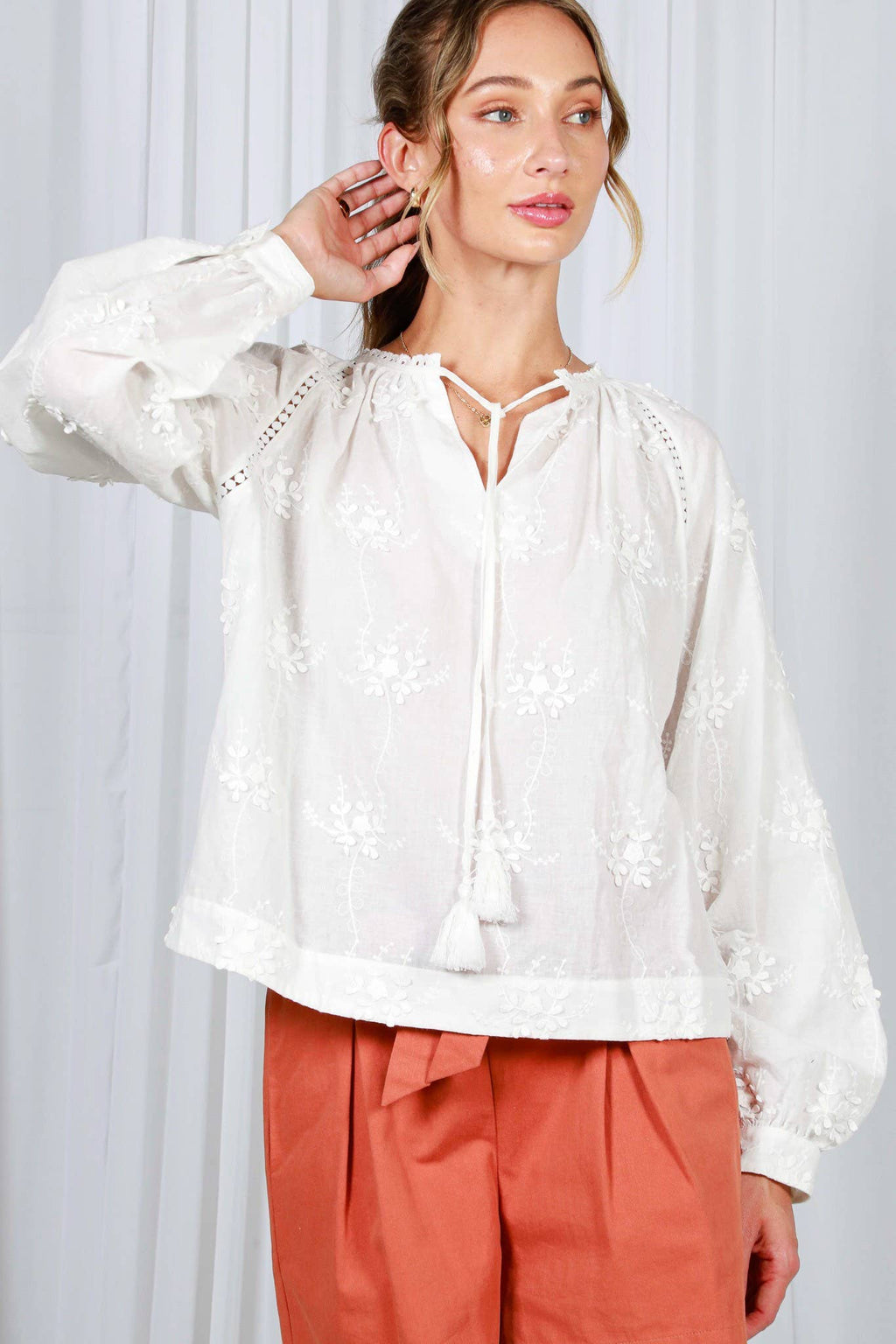 The Ciara 3D Floral Embroidered Top